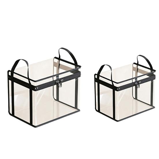 Transparent Clothes Storage Bag, with Sturdy Handles, Durable Plastic Visibility Book Organizer, Moisture-proof Toys Container for Playroom Study Room