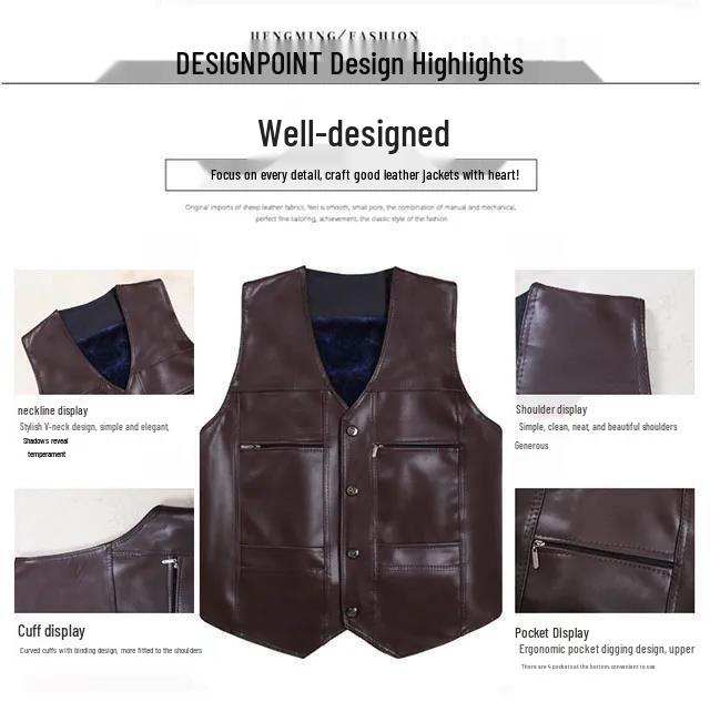 Warme Arbeitsweste mit Samtfutter für Herren - Herbst/Winter Lässig Ärmellos