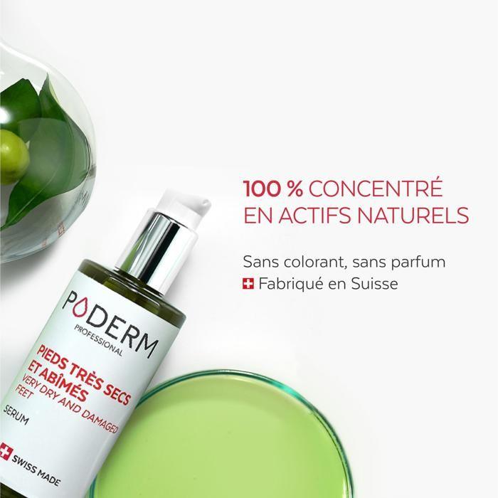 PODERM • PIEDS TRÈS SECS ET ABÎMÉS • Nourrit pendant 24h • Des pieds visiblement réparés en 7 jours • 100% naturels • Swiss Made