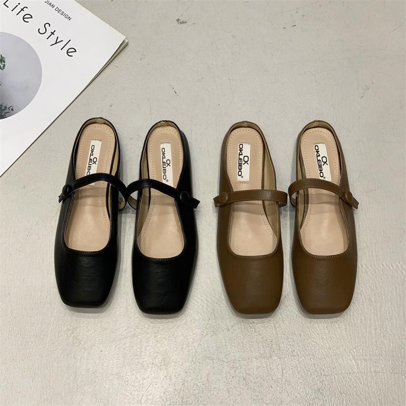 Fashion Flats Shoes Women Design Women's Mules Heel Summer Elegant Pointed Toe Slippers Ladies Casual Outdoor Candy Colors Slides