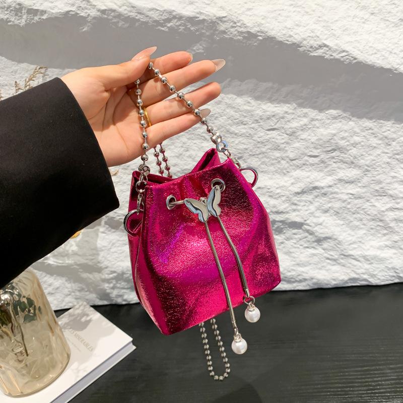 Bags Niche Versatile Chain Bag Women's 2025 New Korean Version Fashion Bright Star Ocean Style Crossbody Bucket Bag