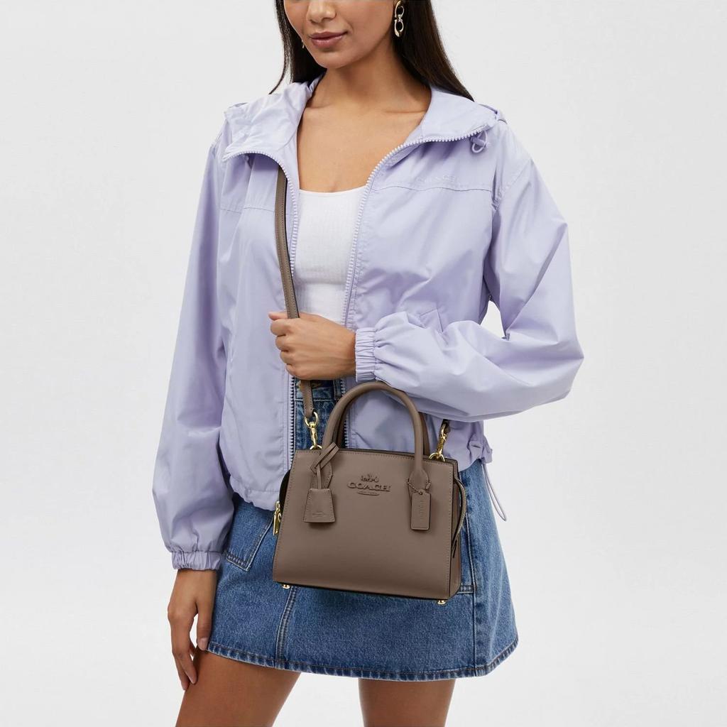 Coach Andrea Carryall 22 Logo Zip Closure Refined Calfskin Shoulder Crossbody Tote Bag Small Women tote bags Brown CP081-IMV2R