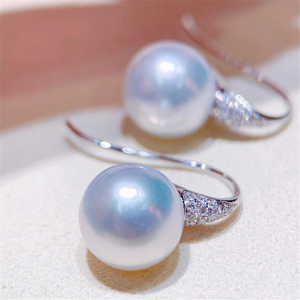 Charm Female White Zircon Stone Pearl Drop Earrings Cute Trendy Bridal Silver Color Dangle Wedding  For Women