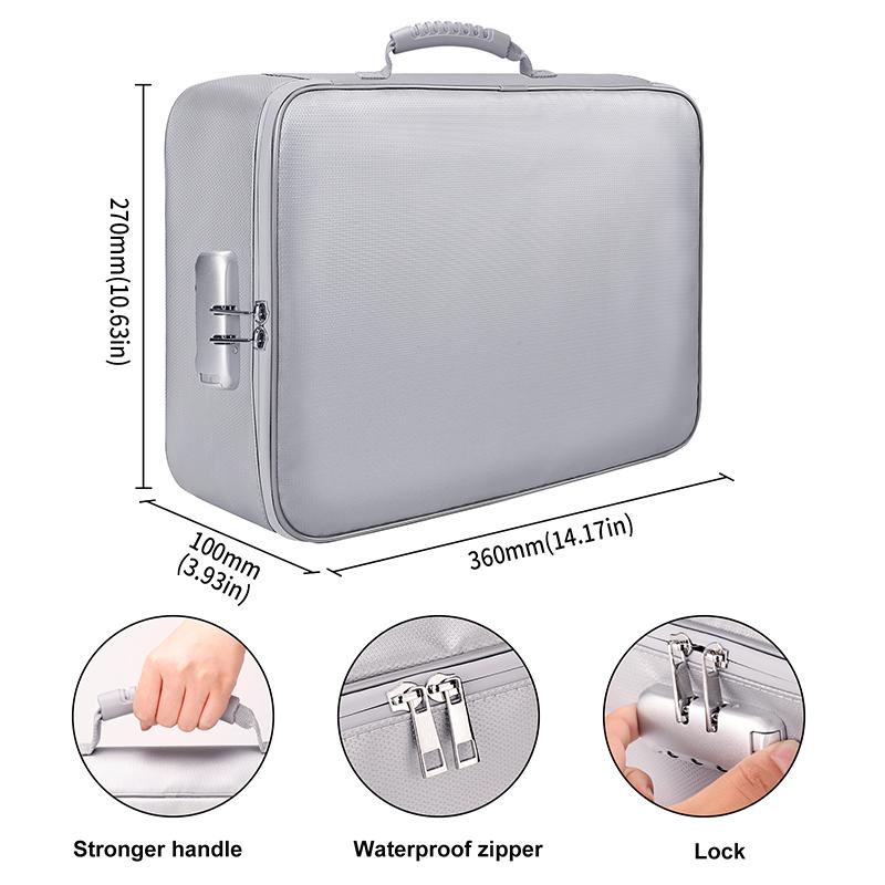 Borsa Portadocumenti Ignifuga e Impermeabile Multistrato ad Alta Capacità con Serratura in Fibra di Vetro Silicica Non Pruriginosa Prodotto per Archiviazione