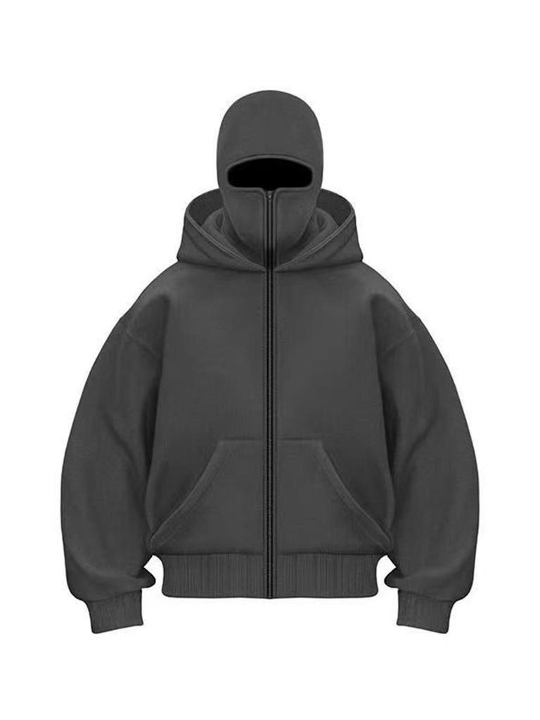 Unisex mikina s kapucí a zipem, dvouvrstvá: Volný střih, Street Style, Kapsy