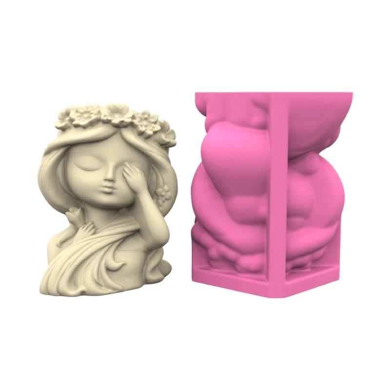 Artistic Silicone Mold For Custom Planters Adorable Girl Shape Stylish Reusable Template Crafting And Gardening Accessory