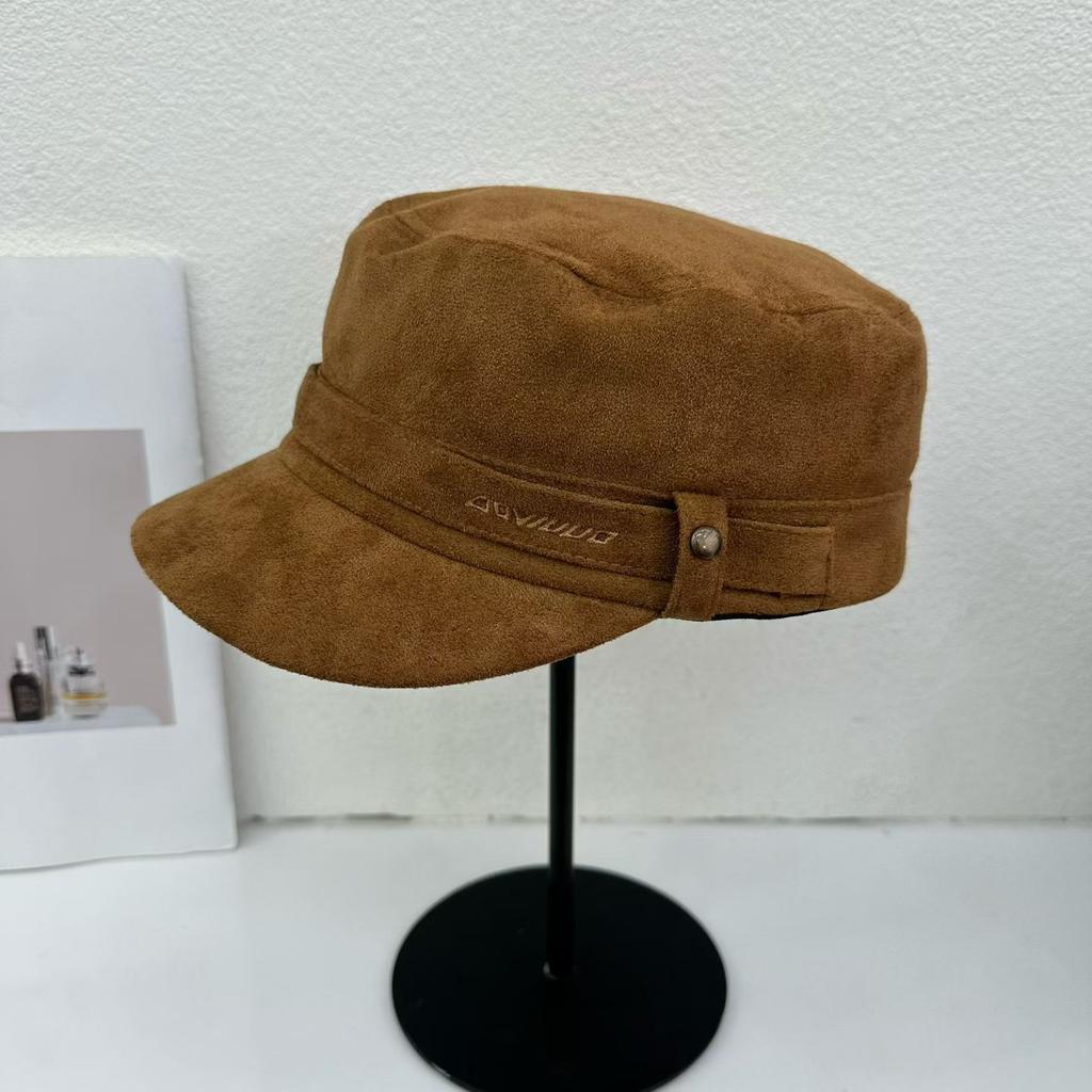 Autumn new retro British style newsboy hat women's high-end suede octagonal hat showing the face small fashionable painter hat