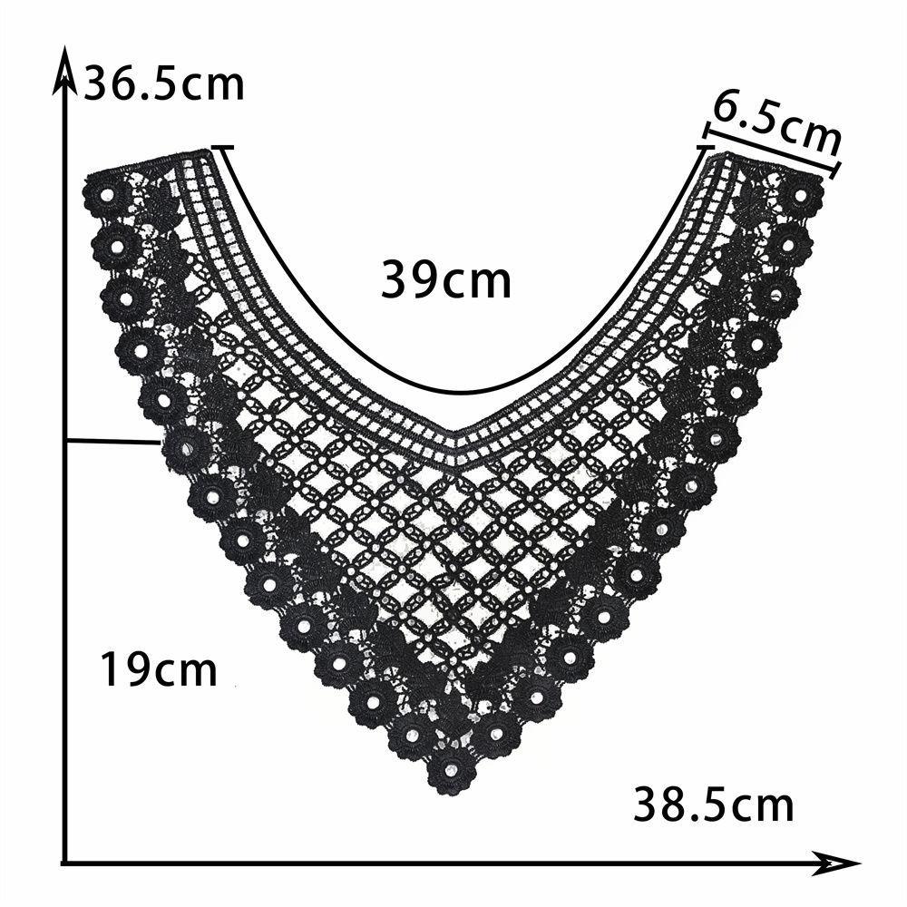 Black And White I Polyester Thorn Hollow Embroidered Collar-Shaped Sewing Lace Diy Decorative Cheongsam Dress Clothing Accessories Accessories