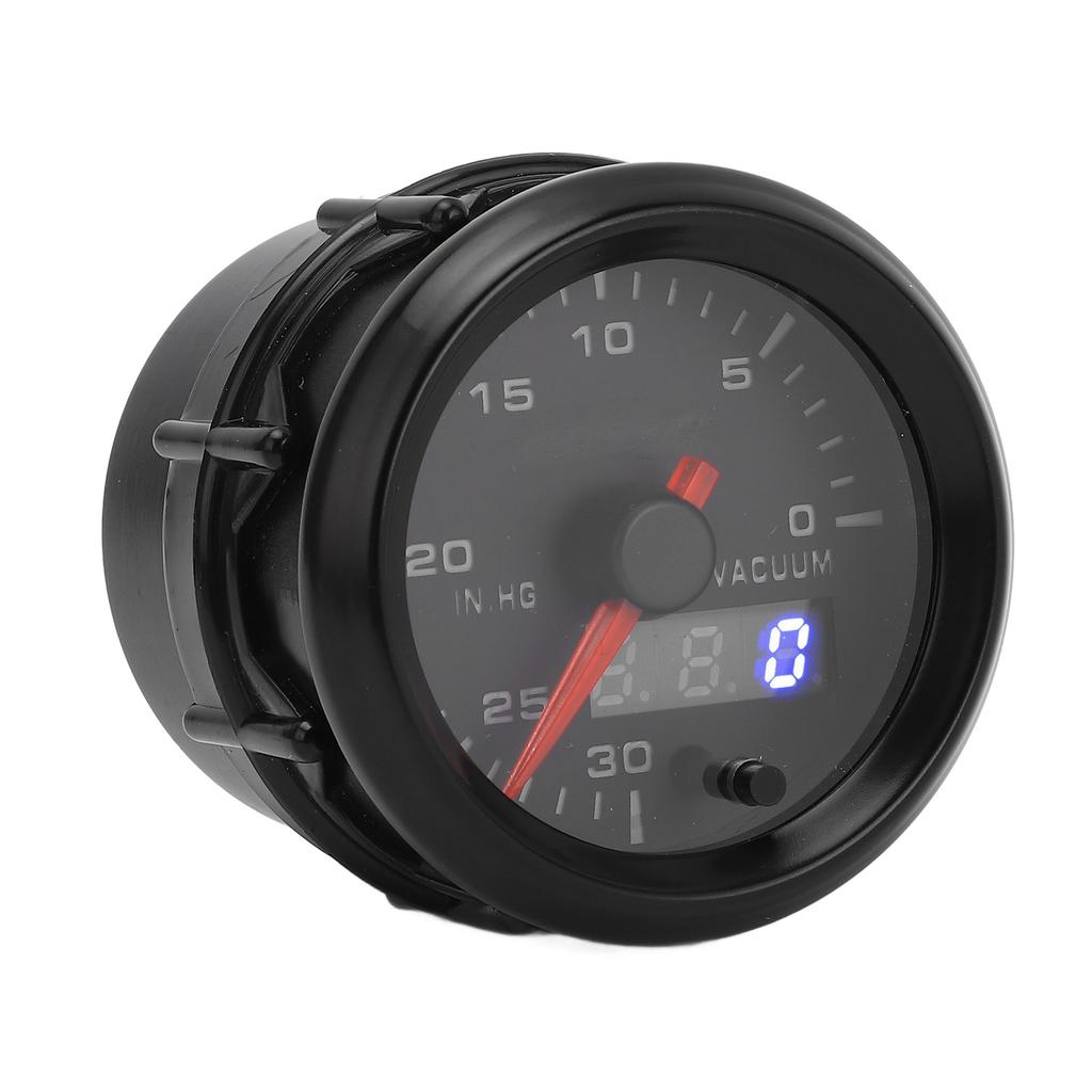 52mm Vacuum Gauge DC Pointer Digital Display 0 To 30 IN.HG Automotive Vacuum Meter Kit for All DC12V Vehicles