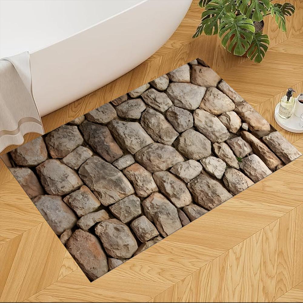 Stone Wall Texture Pattern Non-Slip Home Carpet Design for Living Room Bedroom Office Decor Gift with Vibrant Pattern and Comfortable