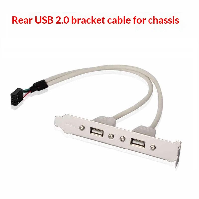 30Cm Black 2 Port Usb 2.0 Motherboard Rear Panel Expansion Bracket To Idc 9 Pin Motherboard Usb Cable Host Adapter