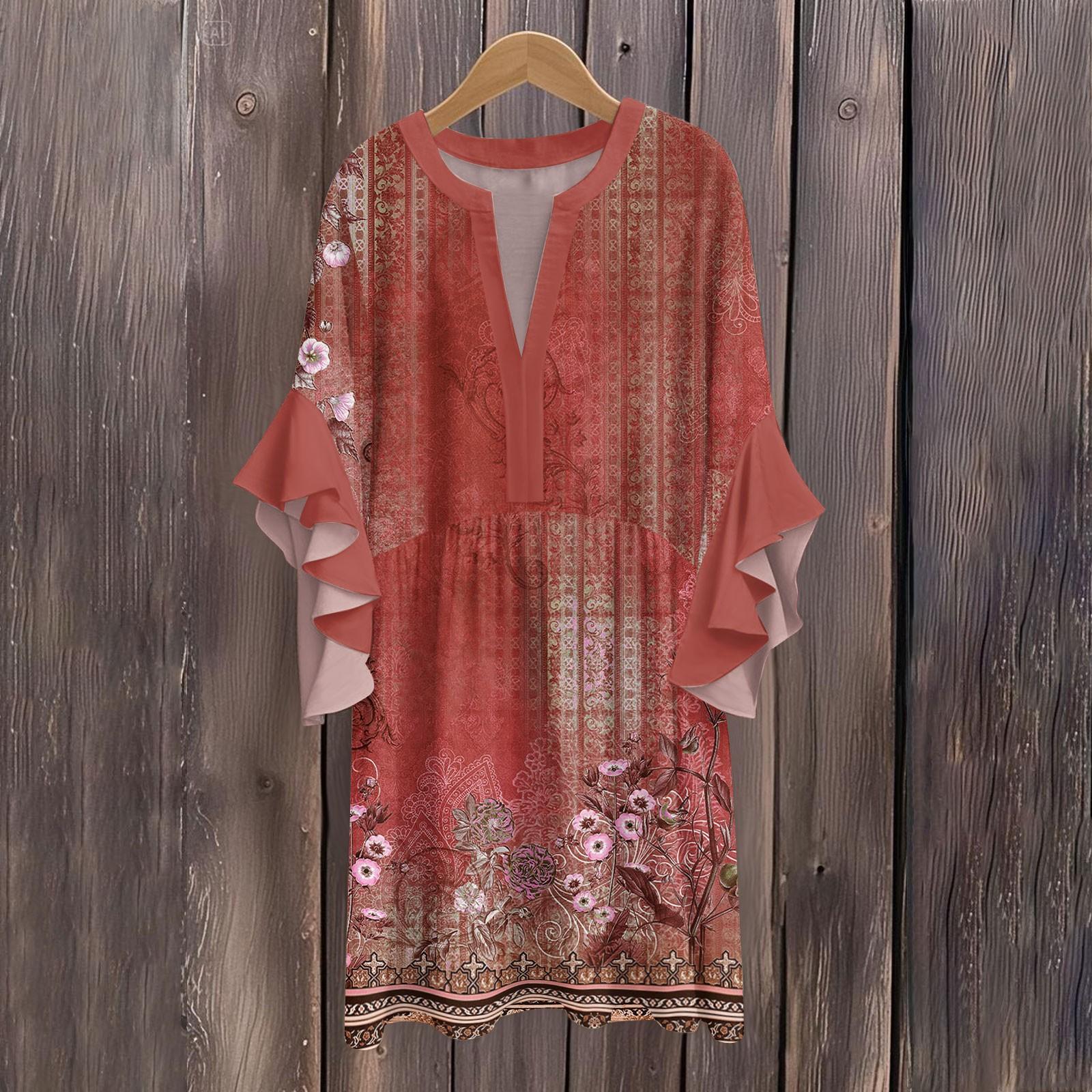 

Женское повседневное модное летнее элегантное струящееся свободное платье с V-образным вырезом XXL винный