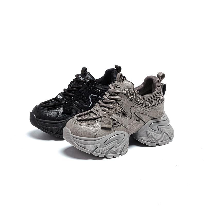 9CM thick-soled heightening sports dad shoes women's autumn and winter new casual shoes solid color versatile fashion women's shoes tide