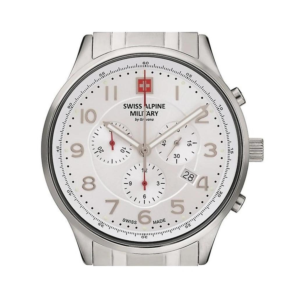 Swiss Alpine Military Skymaster Chronograph Stainless Steel Silver Dial Quartz 7084.9132 100M Men's Watch