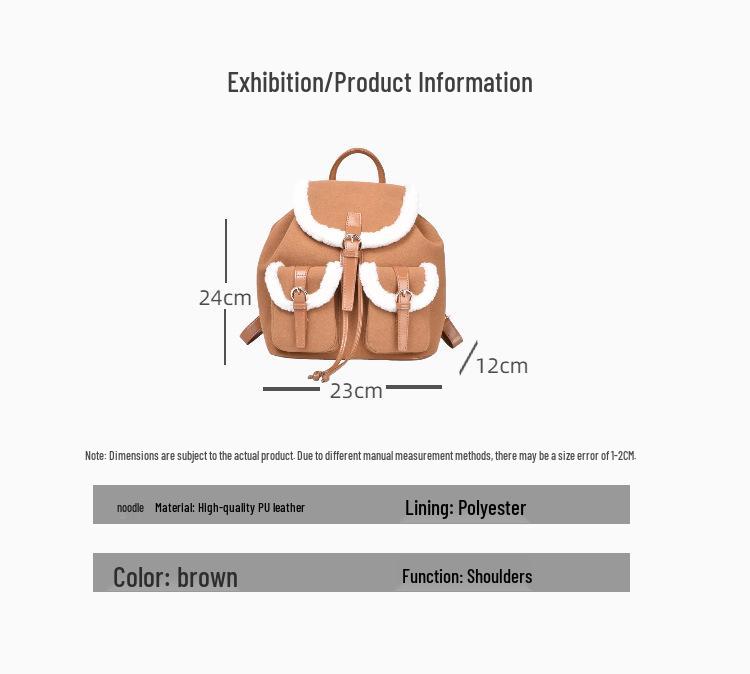 Rucsac de pluș de înaltă calitate pentru femei, iarna 2025: Stil colegial, Lux discret pentru călătorii și navetă