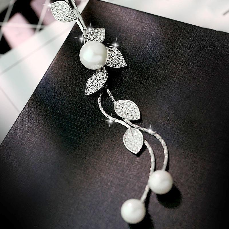 Korean Style Tassel Long Sweater Chain with Artificial Pearl Pendant for Women