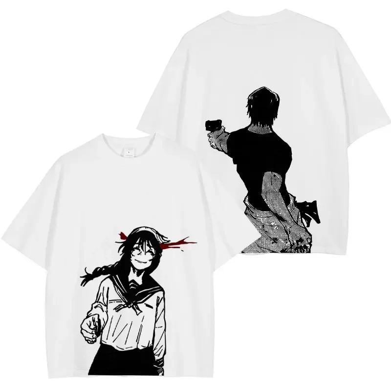 Japanese anime 100% Cotton T-shirt Anime J-Jujutsu K-Kaisen Vintage wash T-shirt Loose plus size short sleeve T-shirt