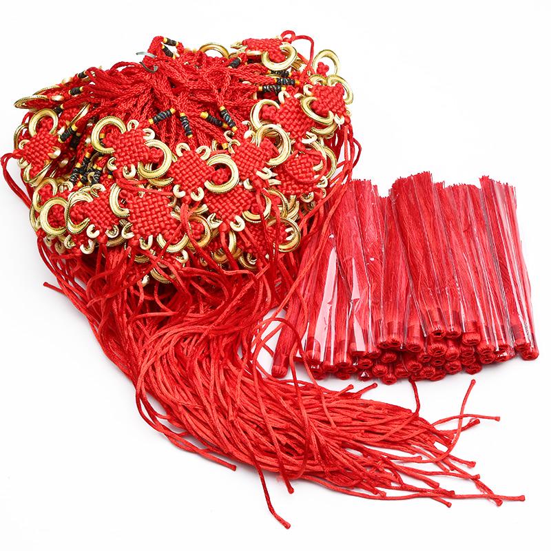 Small Chinese Knot Pendant DIY Tassel - Festive Red 6/8 Plate Hanging Ornament
