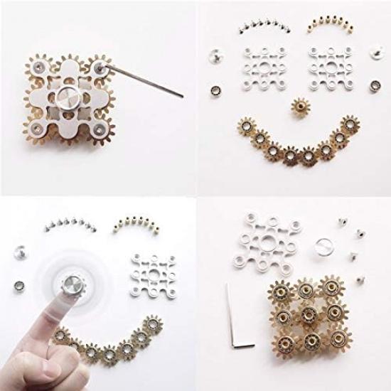 Fidget Spinner, Figity Toy, 9 Gears Linkage Smooth Metal Brass Stainless Steel with Stable Bearing, Durable Mechanics Romoveable, Premium Figit Toy -