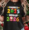 Hello 2026 New Years Eve Short Sleeved Womens Loose and Comfortable Plus Size Tshirt New Year Party Clothing Womens Clothing