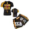 Herren Kompressions MMA Boxen Trainingsset Kurzarm Rash Guard Shorts Kampfsport Fitness