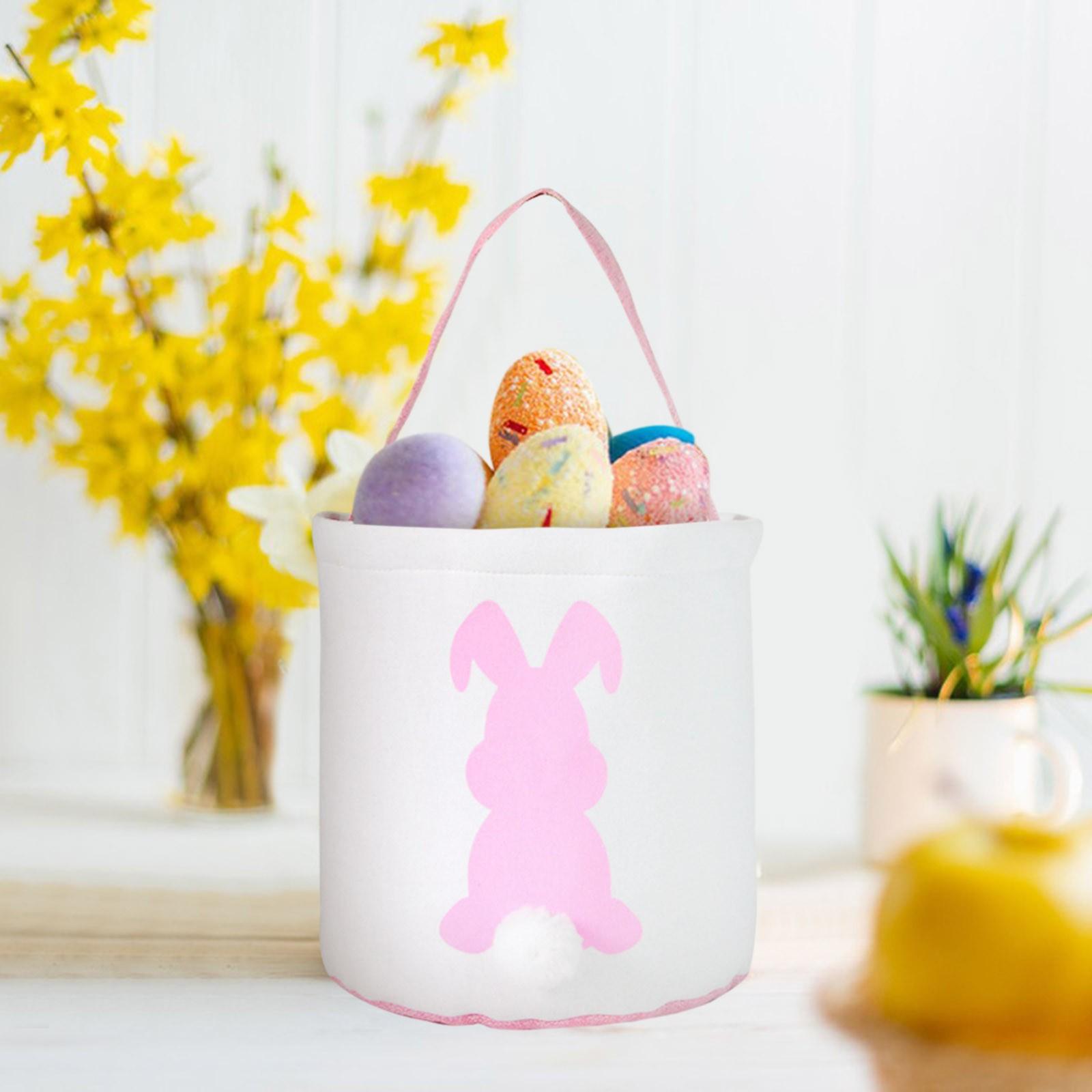 

Easter Basket Festival Printed Canvas Gift Bag Carrying Eggs Suitable For Outdoor Outdoors And Festival Gifts Candy Bag One Size розовый
