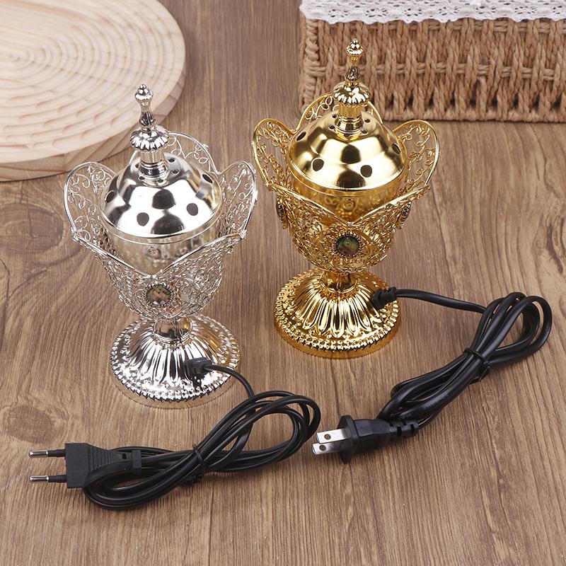 Metal İç Mekan Brülörü Orta Doğu Kilisesi Elektrikli Buhurdanlık Metal Brülör Vintage Sandal Ağacı Brülörü (AB Fişi)