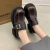 Retro Small Leather Shoes Women's Spring New Platform Loafers One-pedal Round Head Jk Single Shoes