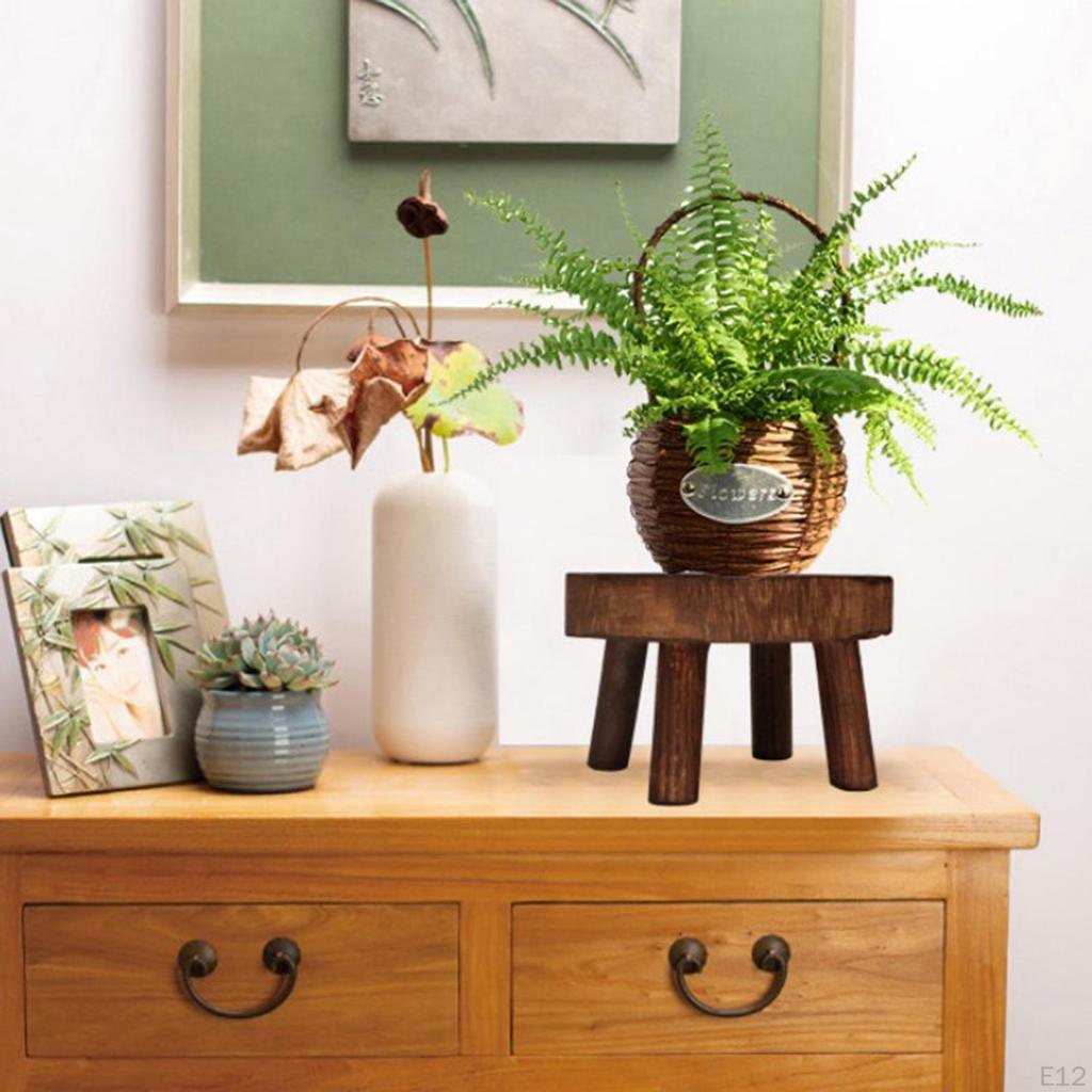 Wood, Mini Flowerpot Stand , Wood Stool Round Flower Pot Holder Garden Supplies Decor for