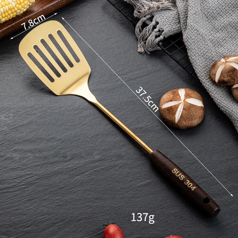 JIN NIANG ZI 304 Stainless Steel Spatula Kitchen Utensils Wooden Handle Frying Spatula Kitchen Utensils