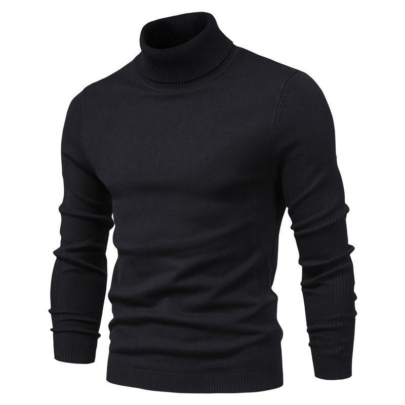 Men's European and American Autumn/Winter Slim High Collar Casual Knit Sweater
