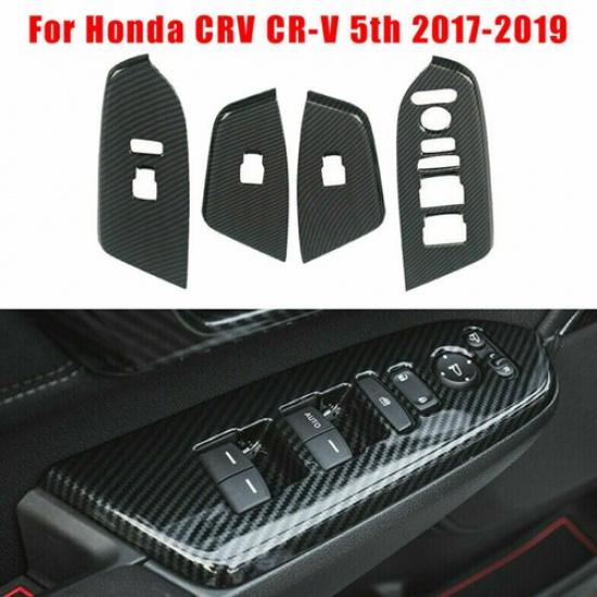 For Honda CRV CR-V 5th 2017-19 Carbon Fiber ABS Interior Door Armrest Cover Trim