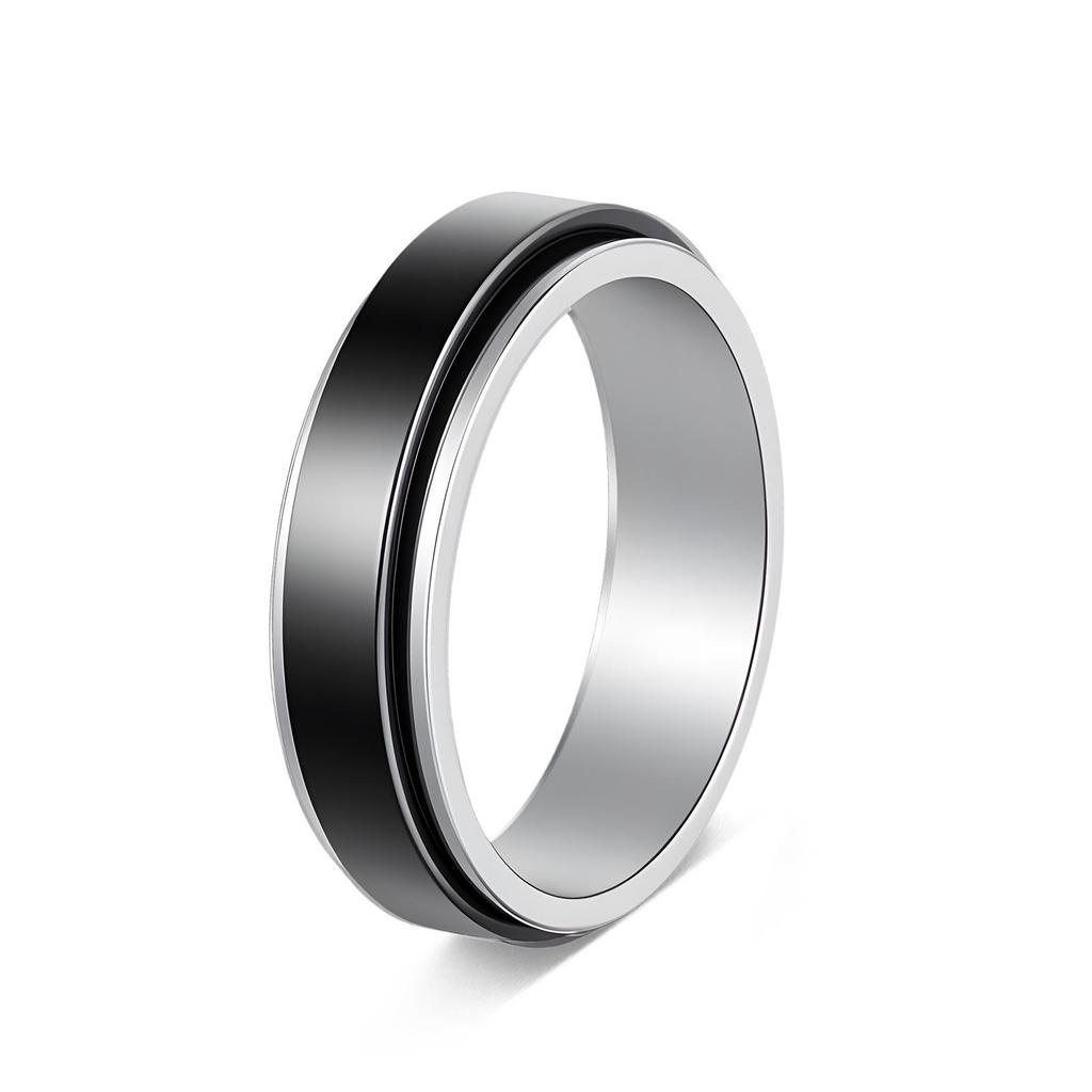 Anello da Uomo alla Moda in Acciaio di Titanio Rotante: Coppia Europea e Americana & Stile Matrimoniale