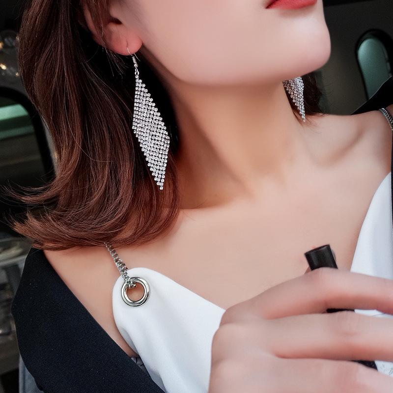S925 Silbernadel Luxus Diamant Quastenohrringe - Elegant, Lang Europäischer & Amerikanischer Stil für Damen