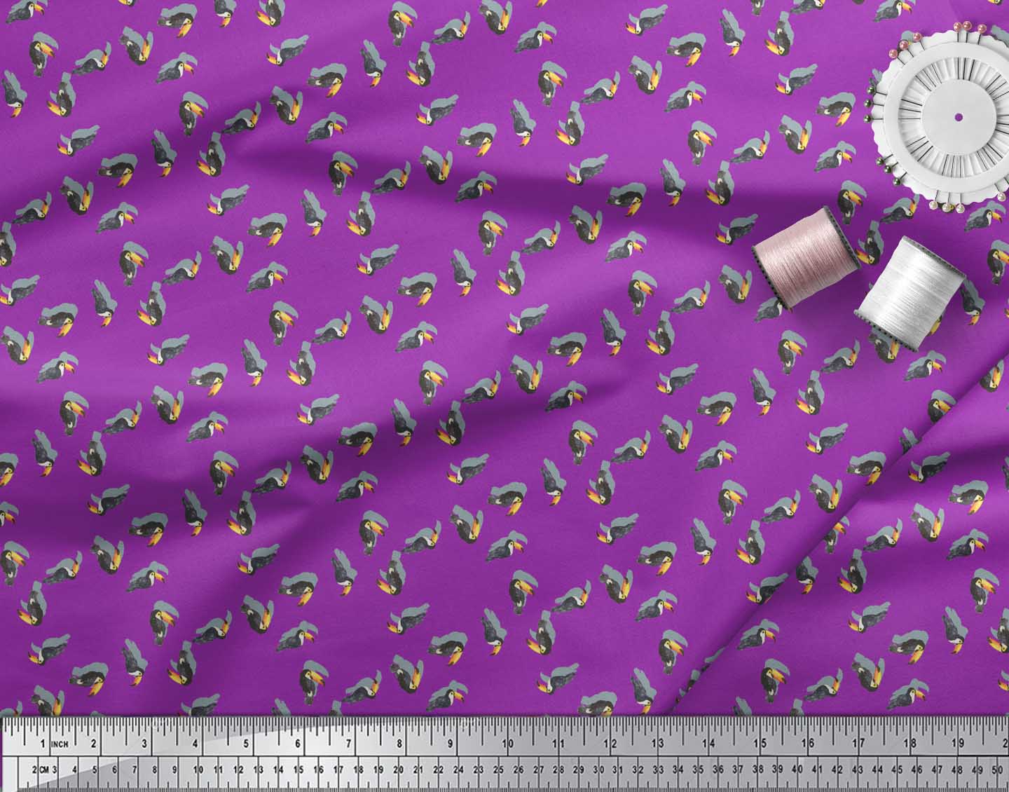 

Тканина Soimoi Blue Poly Crepe Tucan Bird Decor Fabric Printed meter 42 Inch 42 Inch Wide - Poly Crepe фіолетовий