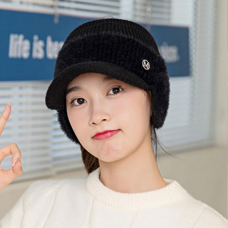 CNTANG 2026 New Autumn Winter Fashion Women's Knitted Fleece Hat Ladies With Earflaps Hats Empty Top Baseball Cap For Female