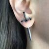Kiss Jewelry Punk Sword Gothic Kinitial Piercing Earrings for Woman Men Gothic Crystal Ear Jacket Stud Earrings Jewelry