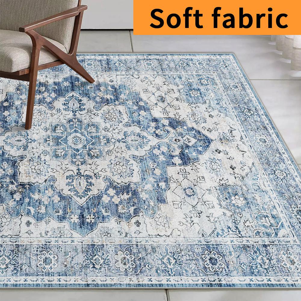 1pc Velvet Soft Washable Area Rug, Modern Floral Starry Sky Design, 850g/sqm Polyester, Non-Slip Durable Vintage Luxury Carpet,