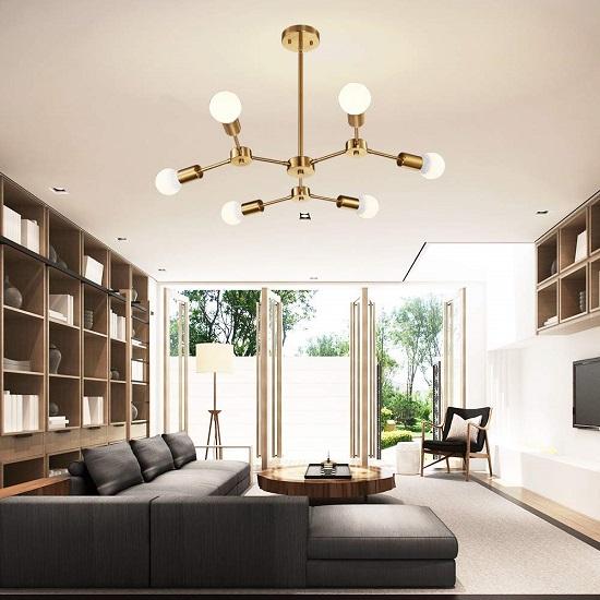 Karniproduction 60 Watts Chandelier Ceiling Light, Brass