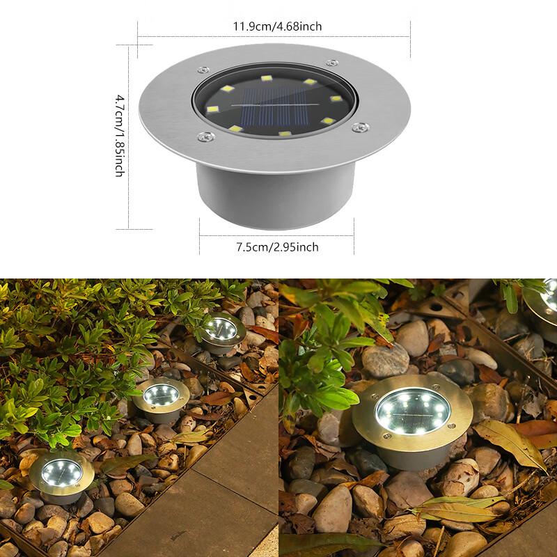 Solar 8-LED Warm Light Ground Lamp