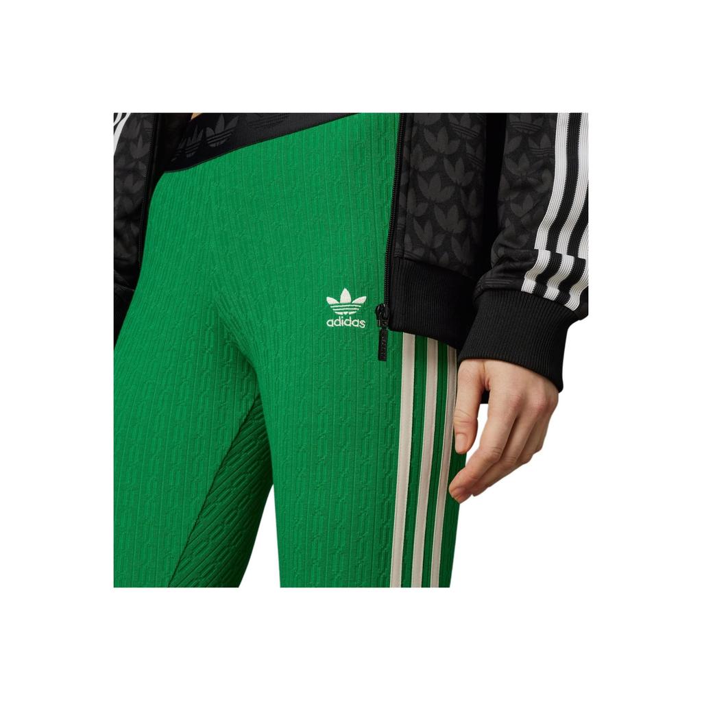 Adidas Originals Adicolor 70s Retro Striped Logo Print Leggings Women Bottoms Green IK7847