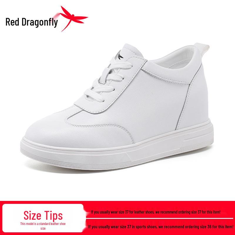 Red Dragonfly Women s White Leather Casual Sneakers with Hidden Heel 37 белый