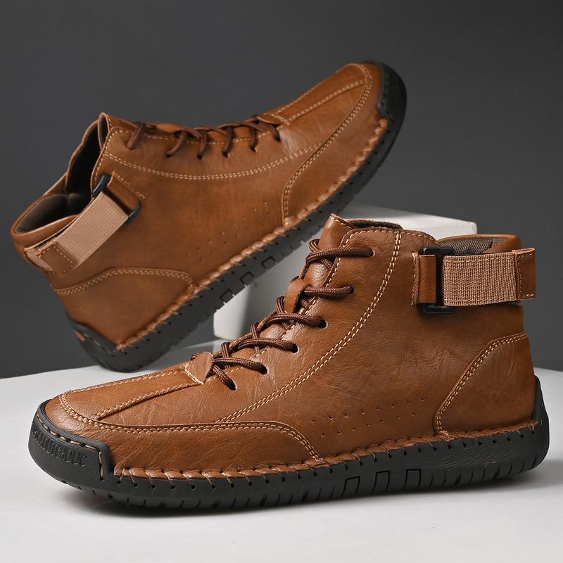 Men S Shoes Hand-Sewn Sole Lace-Up Men S Leather Martin Boots 38
