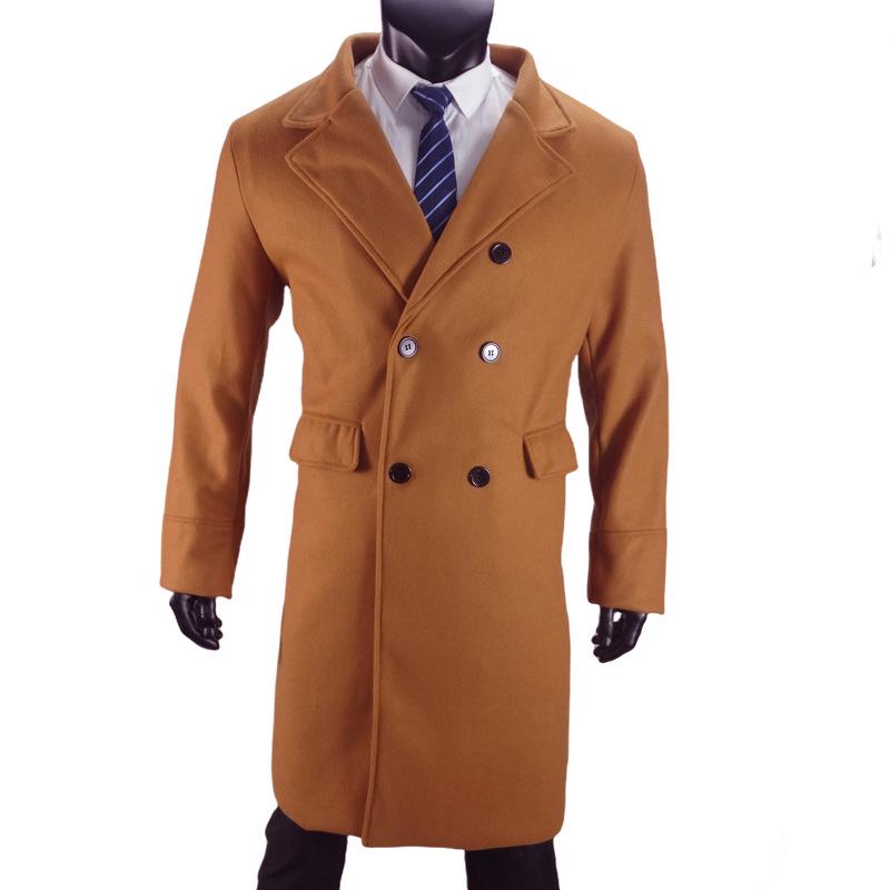 European 2024 Men's Double-Breasted Wool Overcoat In Stock