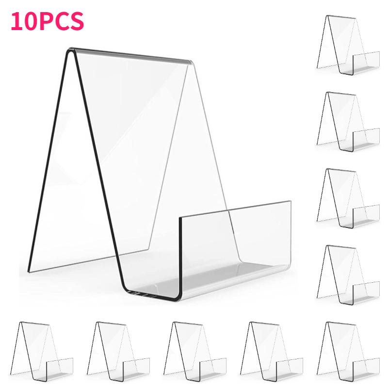 

10Pack Clear Acrylic Bookends Display Stands Transparent A-Frame Versatile Book Picture Frame Phone Poster Holder Desk Organizer