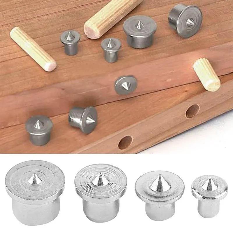 4Pcs 6mm 8mm 10mm 12mm Panel Furniture Positioning Carpentry Log Dowel Tips Round Log Pin Locator Wooden Pin Center Punching