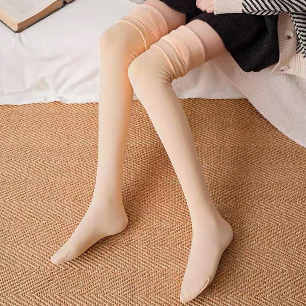 Plush Over Knee Long Socks Fleece-lined Thicken Knee Socks with Silicone Pad Anti Slip Thigh High Socks Winter Warm High Tube Stockings