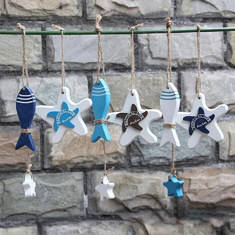 Mediterranean style wooden starfish wall  decoration Home Furnishing Pendant