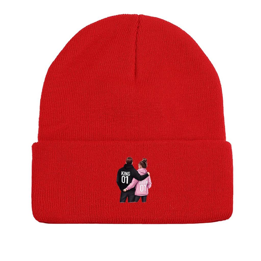 Heart Chile Flag Print Knitted Hat Beanie, Skull Cap Winter Windproof Casual Bonnet Knit Cap Beanie