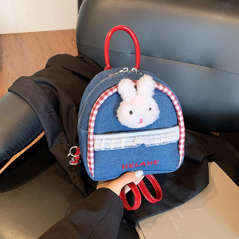 

Милый рюкзак с кроликом, новый нишевый универсальный повседневный рюкзак для женщин синий